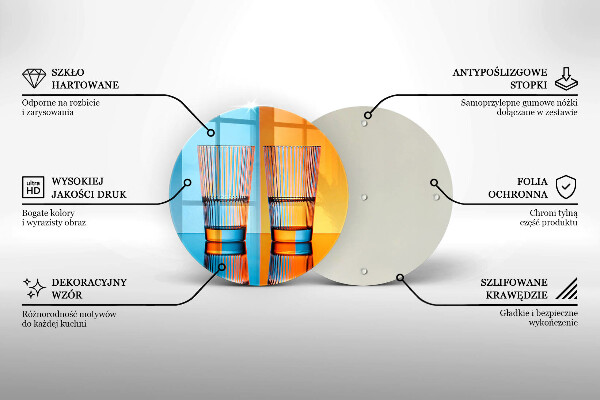 Tábua de corte de vidro Dois copos de água