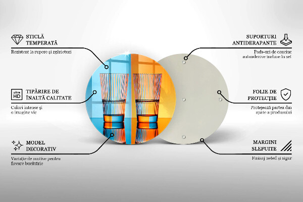 Tábua de corte de vidro Dois copos de água