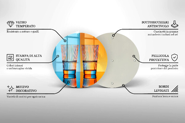 Tábua de corte de vidro Dois copos de água