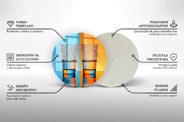 Tábua de corte de vidro Dois copos de água