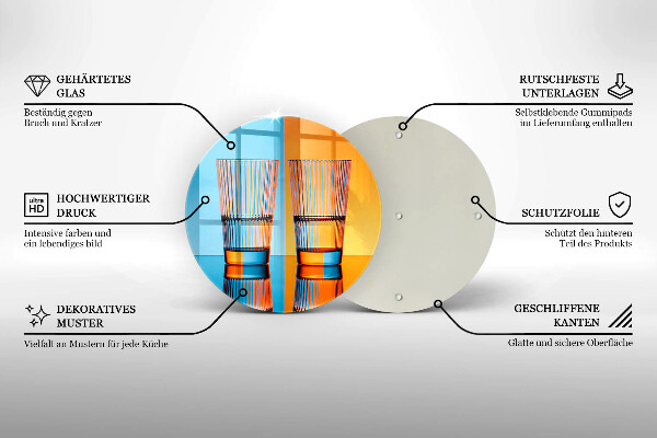Tábua de corte de vidro Dois copos de água