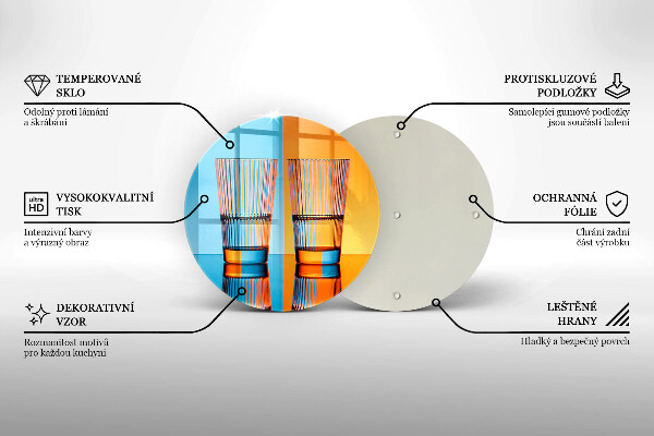 Tábua de corte de vidro Dois copos de água