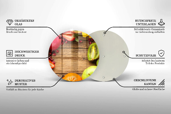 Tábua de cortar de vidro Fruta fresca