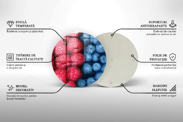 Tábua de vidro Framboesas e mirtilos