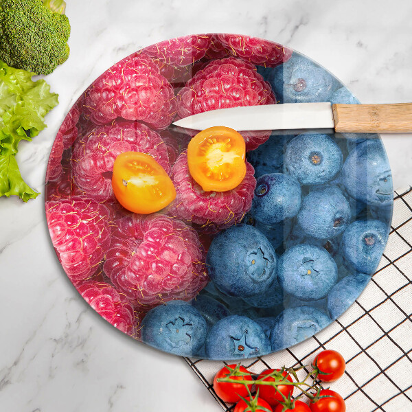 Tábua de vidro Framboesas e mirtilos