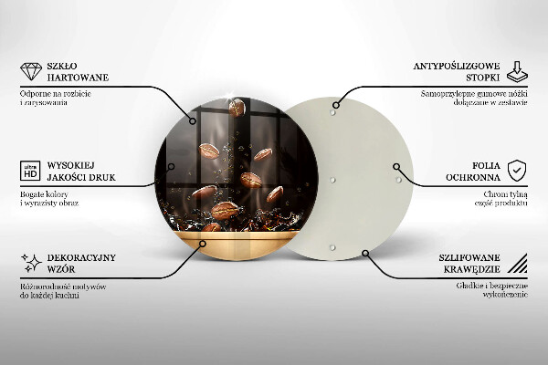 Tábua de corte de vidro Grãos de café quentes