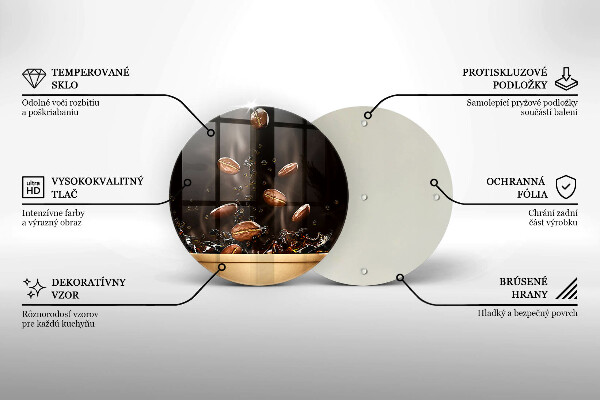 Tábua de corte de vidro Grãos de café quentes