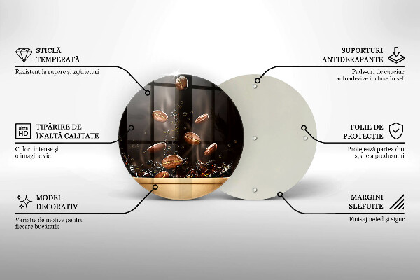 Tábua de corte de vidro Grãos de café quentes