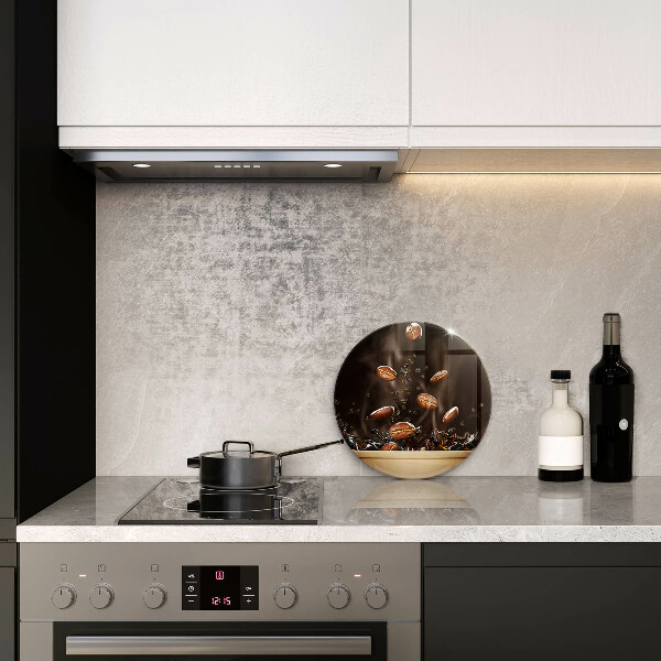 Tábua de corte de vidro Grãos de café quentes