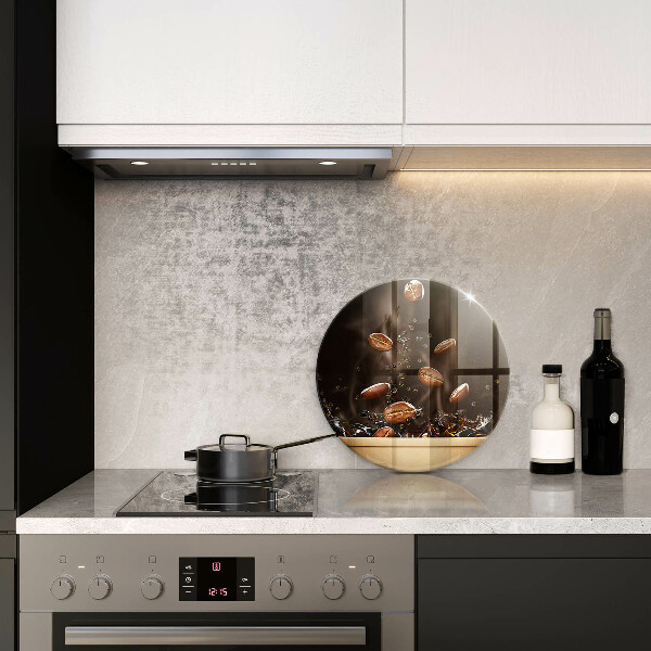 Tábua de corte de vidro Grãos de café quentes