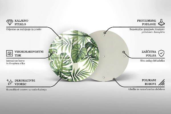 Tábua de cortar de vidro Ilustração de folhas de monstera