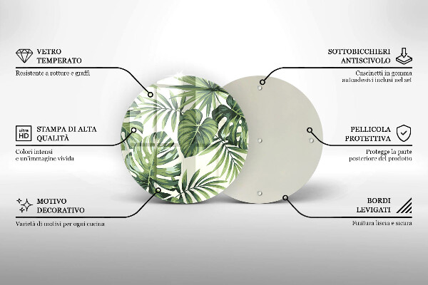 Tábua de cortar de vidro Ilustração de folhas de monstera