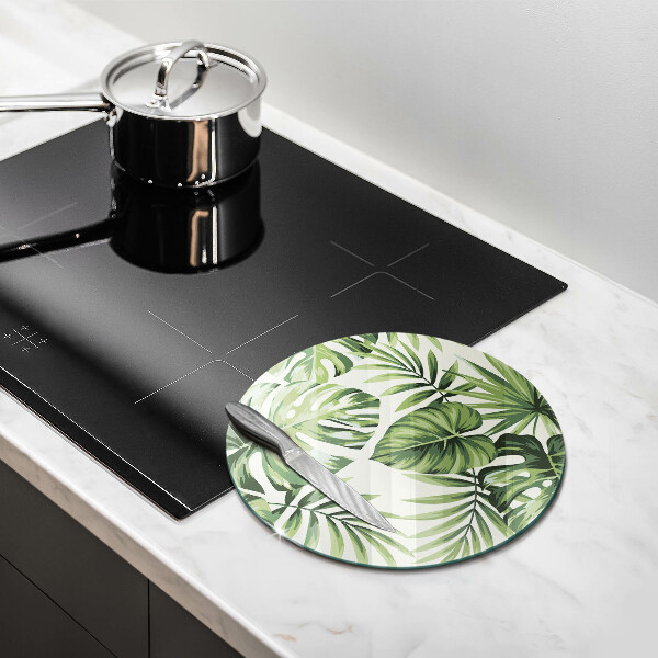 Tábua de cortar de vidro Ilustração de folhas de monstera