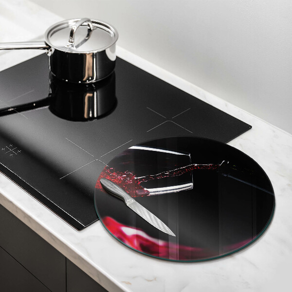 Tábua de vidro Um copo de vinho tinto