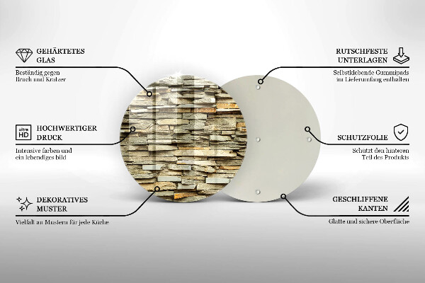 Tábua de corte de vidro Pedras decorativas