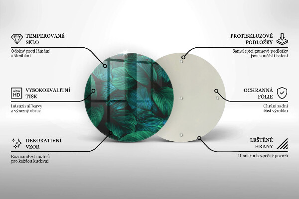 Tábua de vidro Folhas da selva