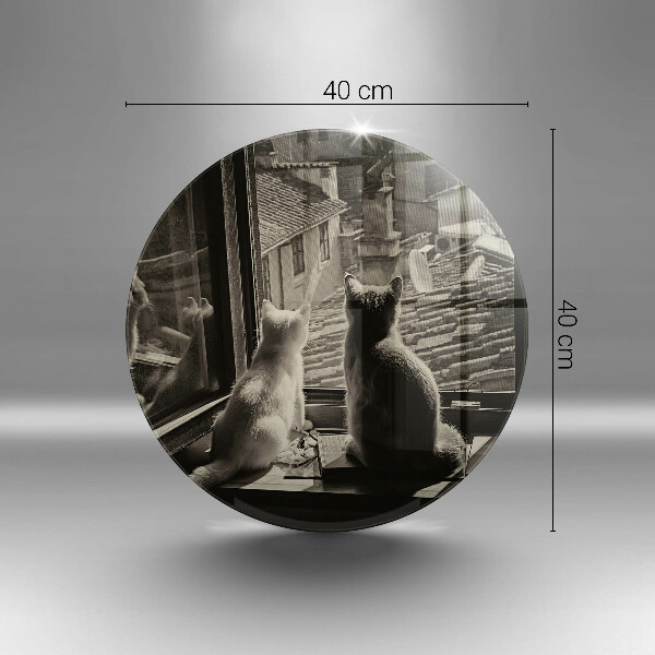 Tábua de cortar de vidro Cidade dos gatos e janela