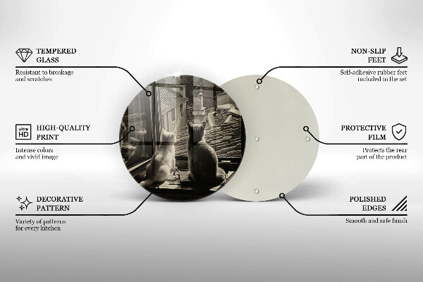 Tábua de cortar de vidro Cidade dos gatos e janela