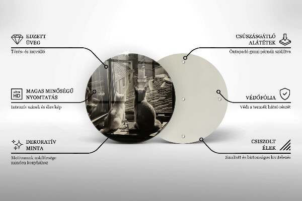 Tábua de cortar de vidro Cidade dos gatos e janela