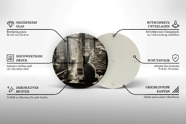 Tábua de cortar de vidro Cidade dos gatos e janela