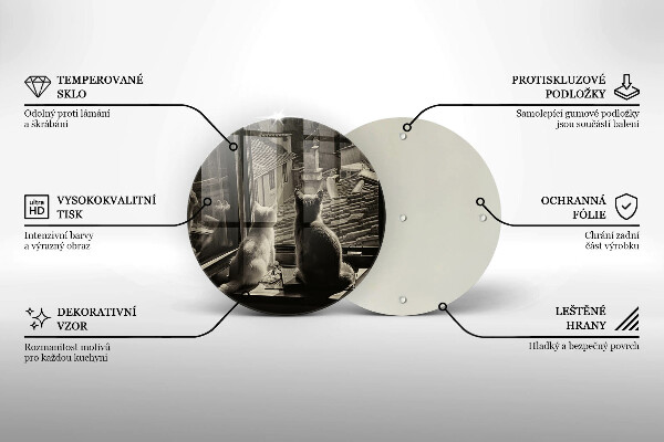 Tábua de cortar de vidro Cidade dos gatos e janela