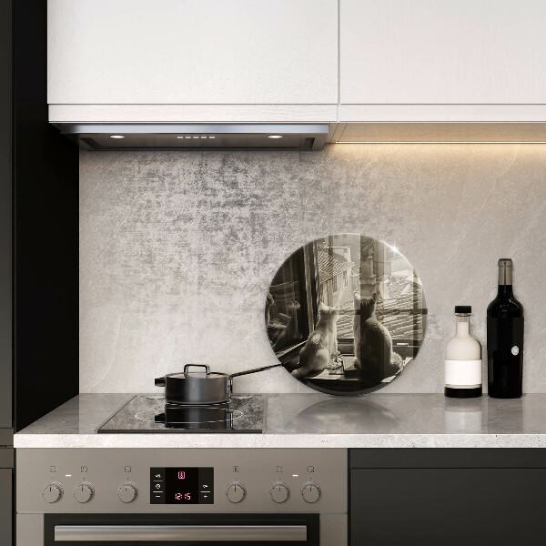 Tábua de cortar de vidro Cidade dos gatos e janela