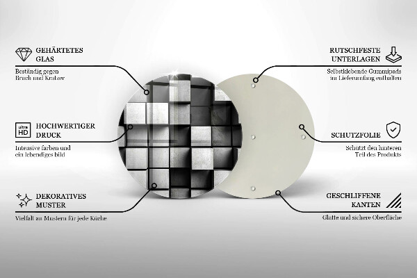 Tábua para corte Quadrados 3D abstratos