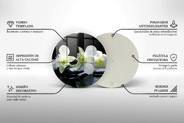 Tábua de cortar alimentos Flores Brancas em Água Zen