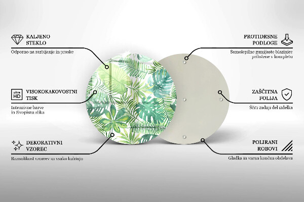 Tábua de cortar de vidro Folhas boho em aquarela