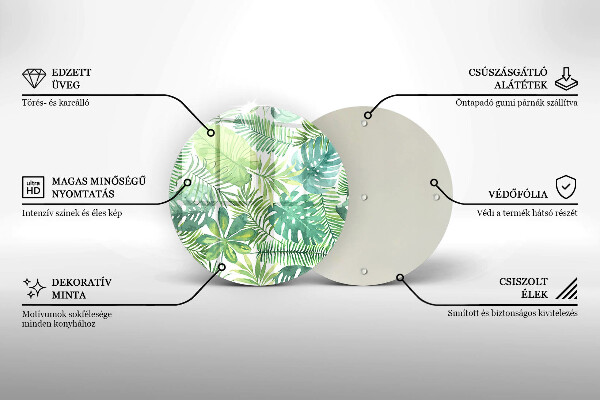 Tábua de cortar de vidro Folhas boho em aquarela