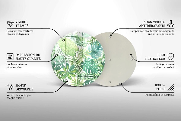 Tábua de cortar de vidro Folhas boho em aquarela