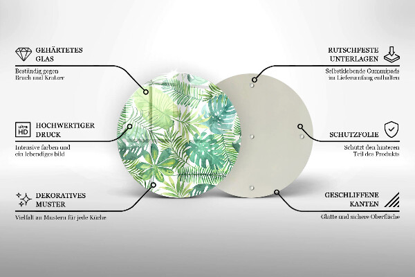 Tábua de cortar de vidro Folhas boho em aquarela