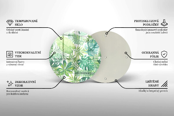 Tábua de cortar de vidro Folhas boho em aquarela