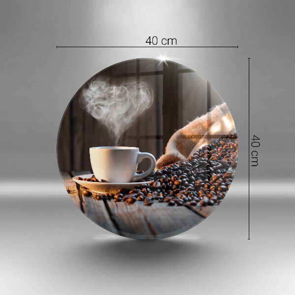 Tábua corte Uma xícara de café e um coração