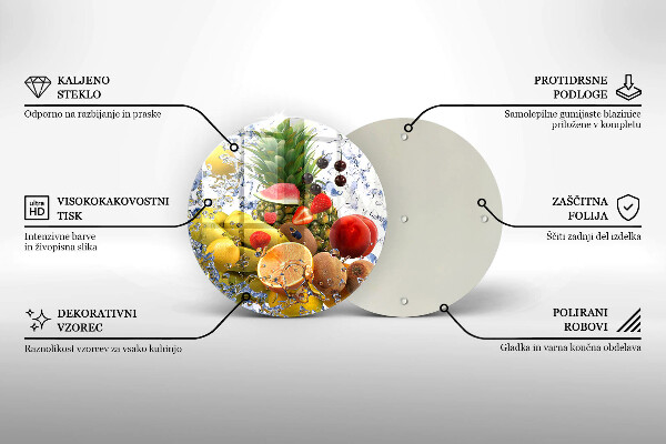 Tábua de cortar Frutas suculentas e água