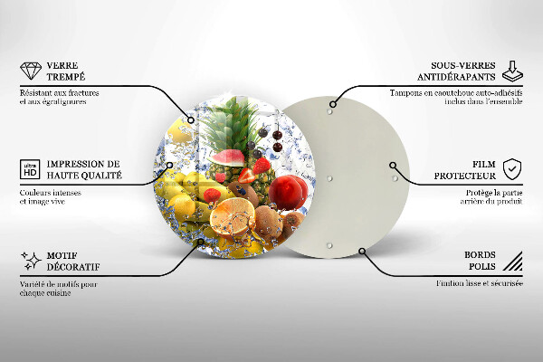 Tábua de cortar Frutas suculentas e água