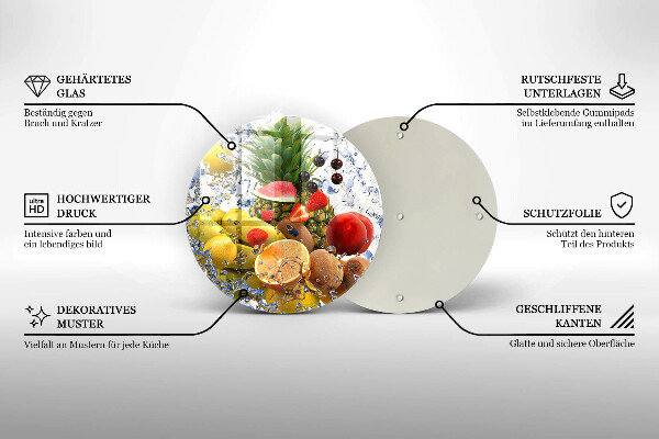 Tábua de cortar Frutas suculentas e água