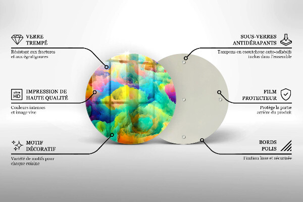 Tábua de vidro Abstração colorida