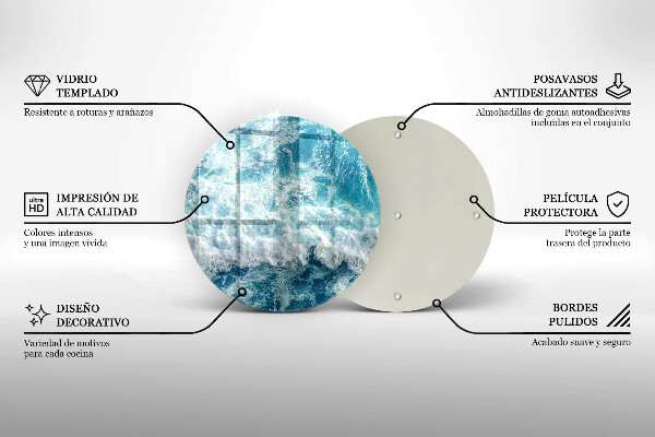 Tábua de cortar de vidro Ondas do mar