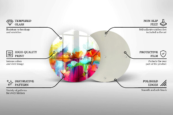 Tábua de corte de vidro Flores pintadas com tintas