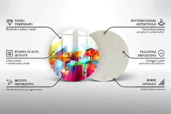 Tábua de corte de vidro Flores pintadas com tintas