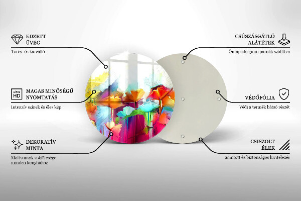 Tábua de corte de vidro Flores pintadas com tintas