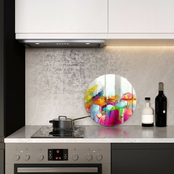 Tábua de corte de vidro Flores pintadas com tintas