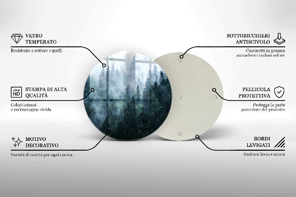 Tábua de vidro Árvores da floresta e neblina