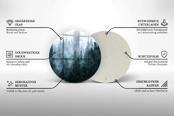 Tábua de vidro Árvores da floresta e neblina