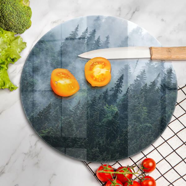 Tábua de vidro Árvores da floresta e neblina