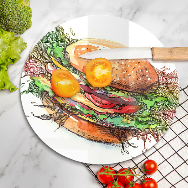 Tábua de cortar desenho de hambúrguer