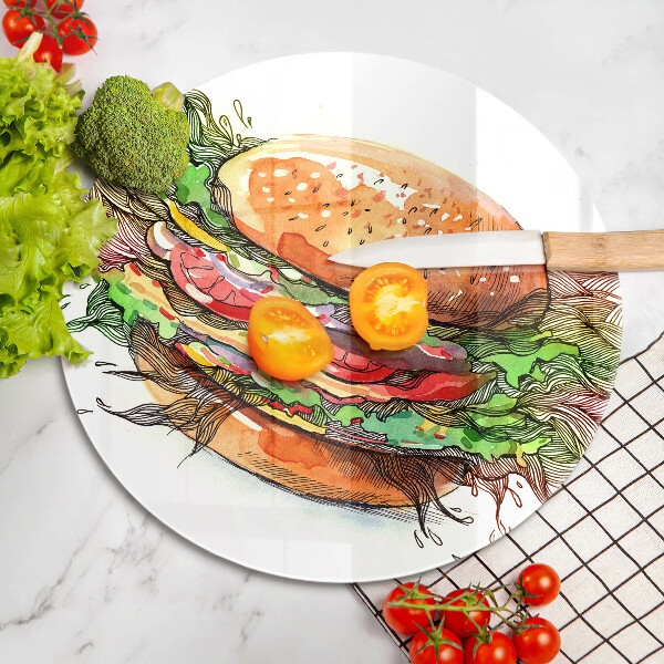 Tábua de cortar desenho de hambúrguer