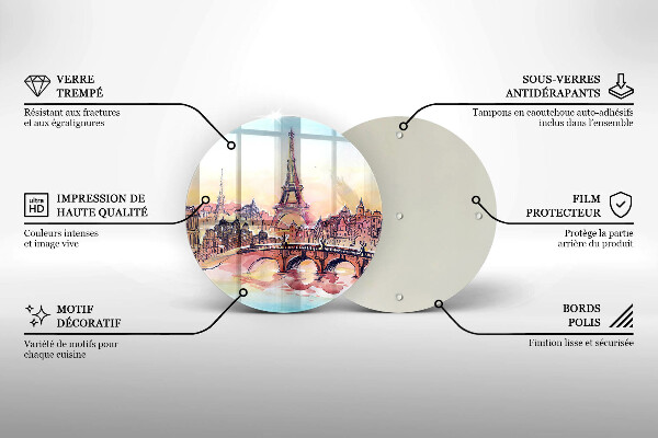 Tábua para cozinha Paisagem parisiense Torre Eiffel