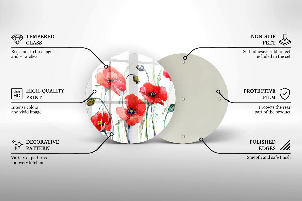 Tábua corte flores de papoulas vermelhas